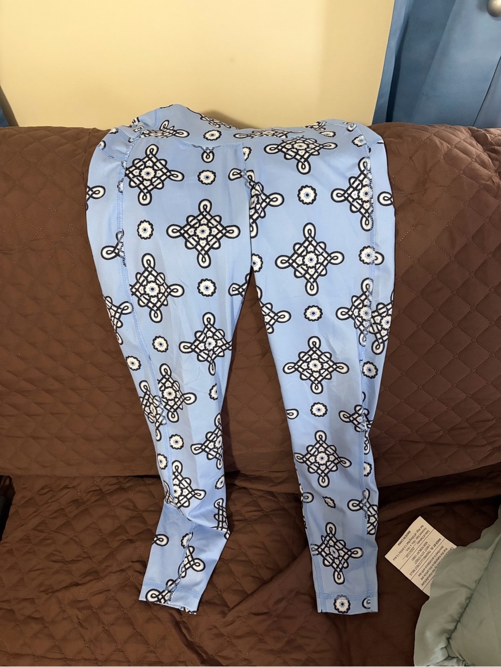 crown & ivy Light Blue Patterned Leggings